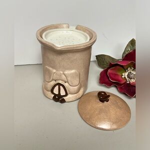 Vintage Rare Pottery Pig shaped infuser jar with colander